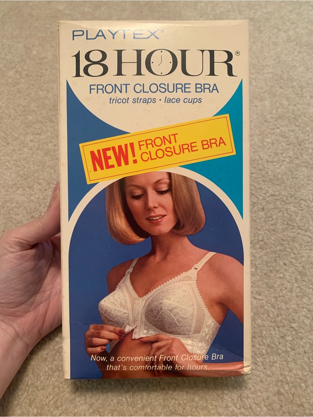 NIB Vintage 1970s “Playtex” 18 hour White Front Closure Bra 36D
